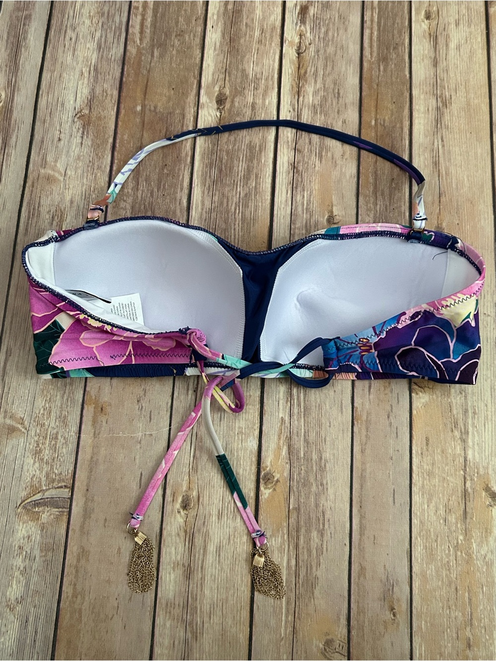 Trina Turk Opulent Oasis Bandeau Bikini Top - Size 10 - Picture 4 of 6